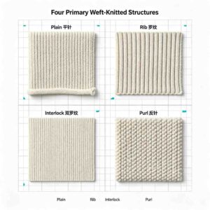 Four fundamental base weft-knitted structures