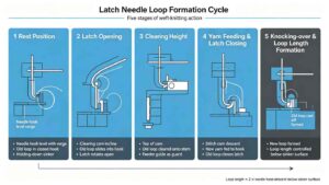 knitting action of latch needle
