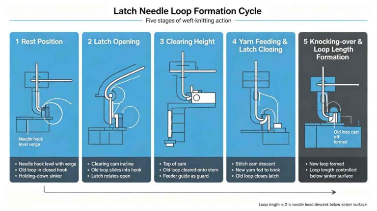 knitting action of latch needle