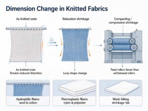 Weft knitted fabric relaxation and shrinkage